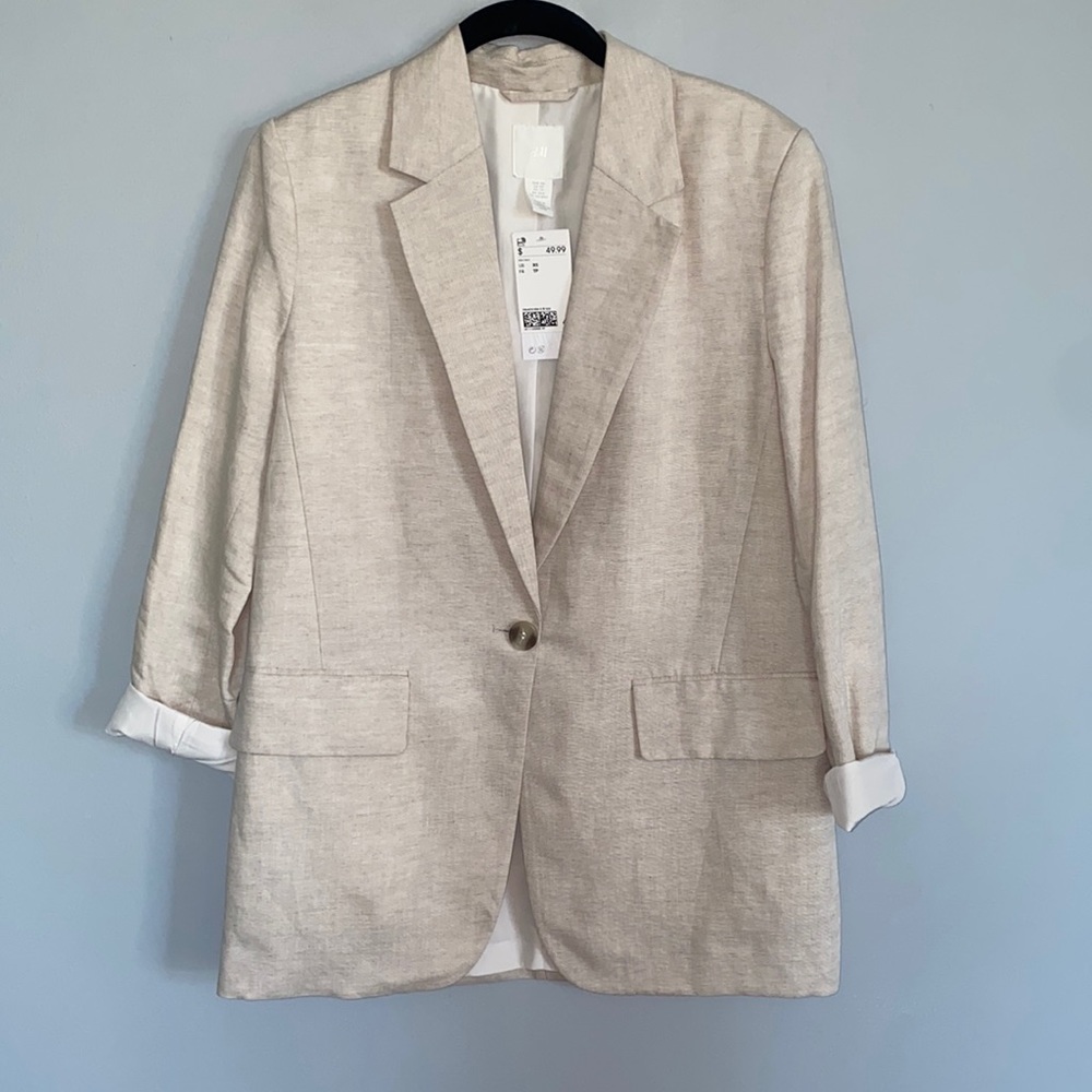 H&M linen-blend oversized blazer